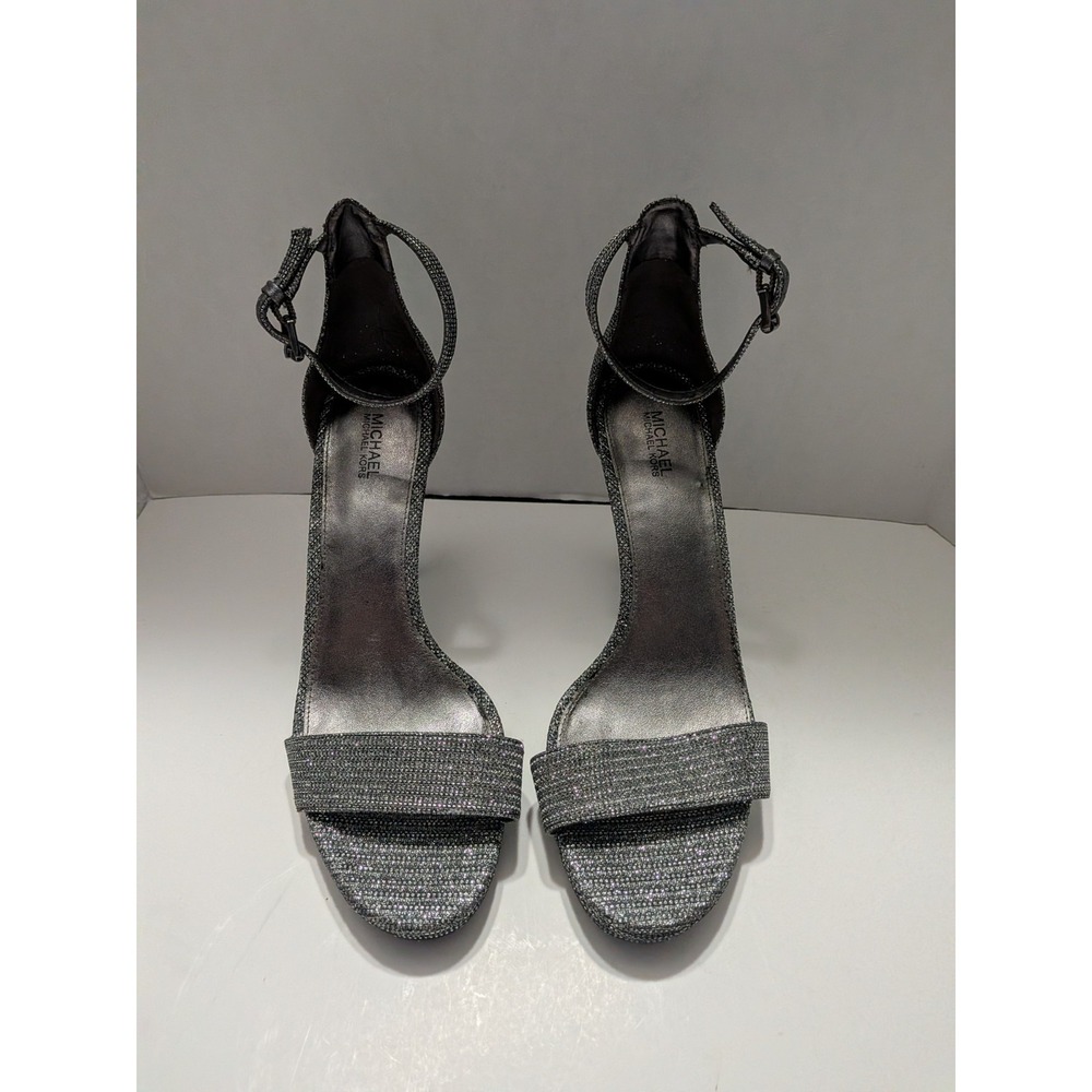 Michael Michael Kors Silver Glitter Platform Ankle Strap Heels Womens 9.5M